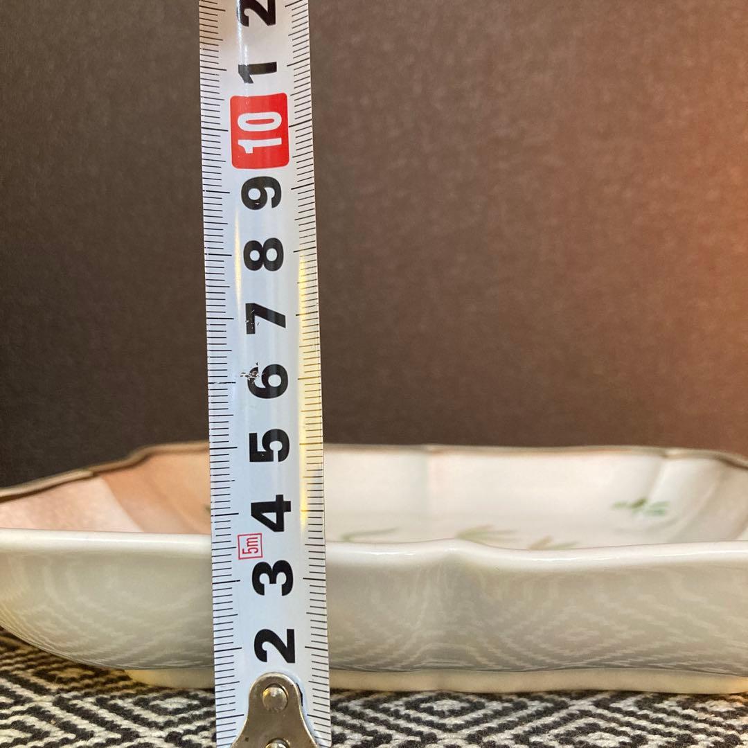 【希少】リチャードジノリ グリーンコック　スクエア　皿　金彩　花　四角　鳥