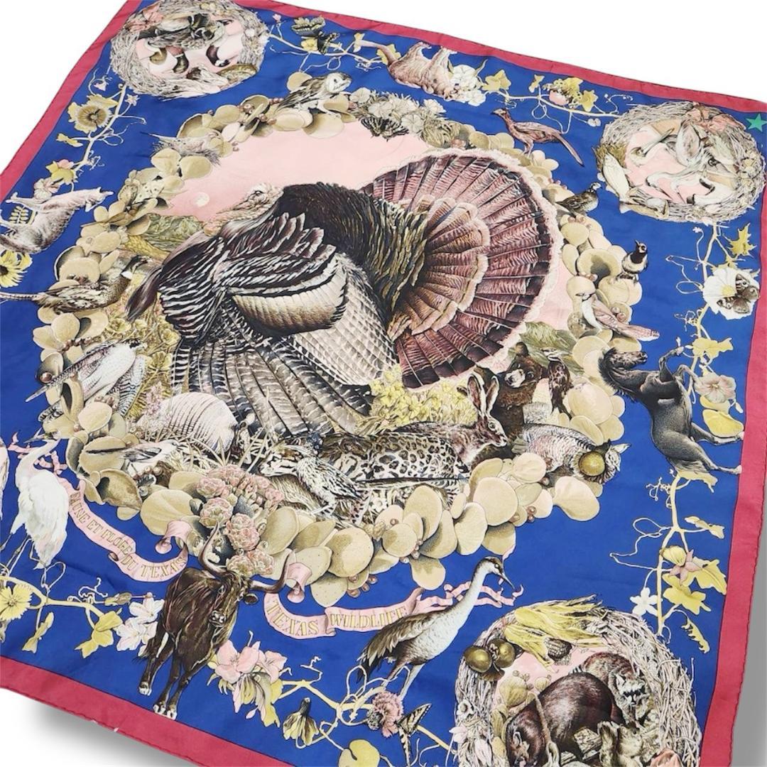 エルメス カレ90《テキサス動植物図鑑》大判スカーフ 鳥 動物 植物 希少
