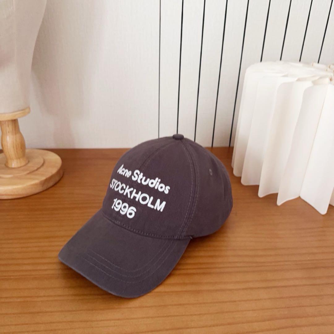 Acne Studios ロゴ キャップ グレー コットン