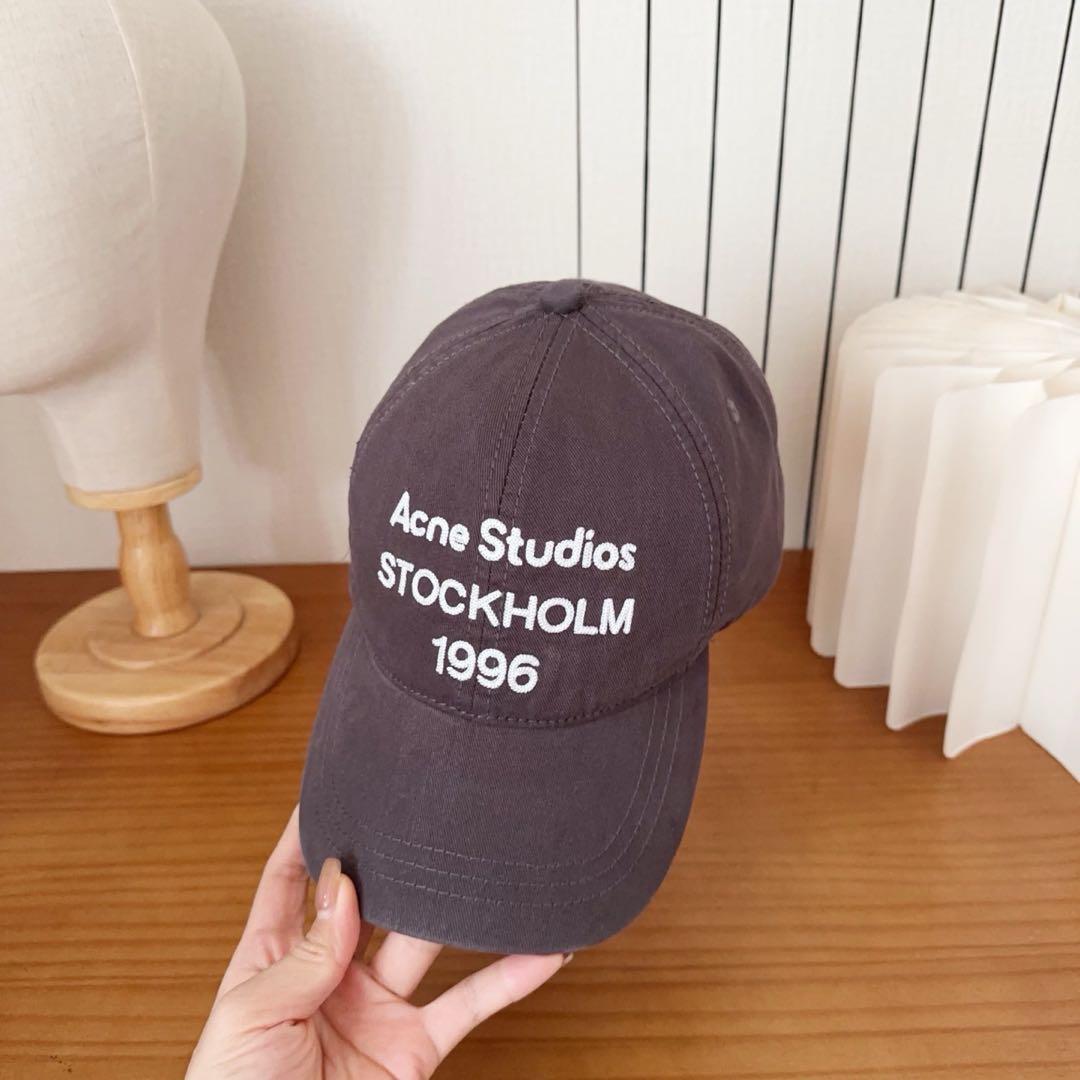 Acne Studios ロゴ キャップ グレー コットン