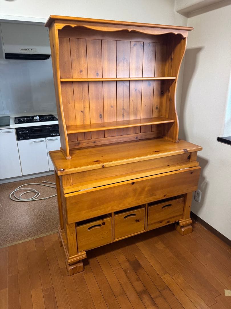 ☆アンティーク木製オープンシェルフ 引き出し付き