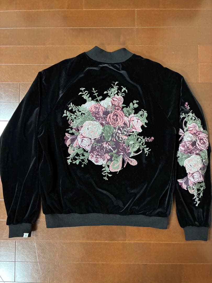VANQUISHヴァンキッシュ別珍ジャケット刺繍スカジャン和柄ベロア渋谷花柄