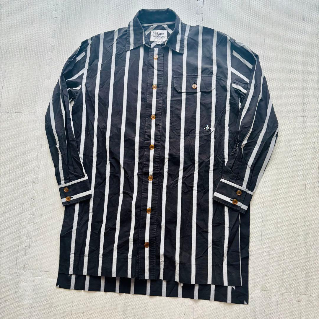【希少】Vivienne Westwood ストライプ ロングシャツコート