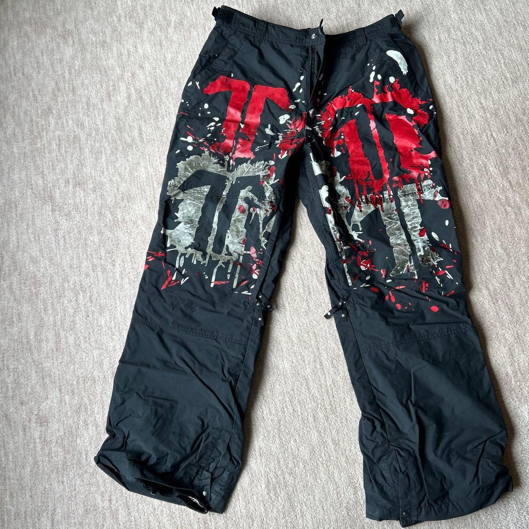 テックナイン TECHNINEスノーボードパンツ 黒/赤 XL