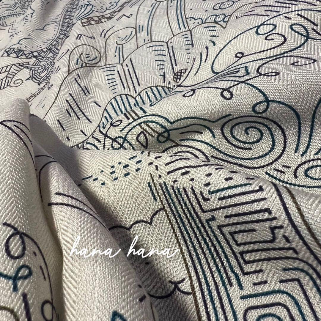 大判 リバーシブル ウール カシミヤ シルク ストール ショール 両面 ベージュ