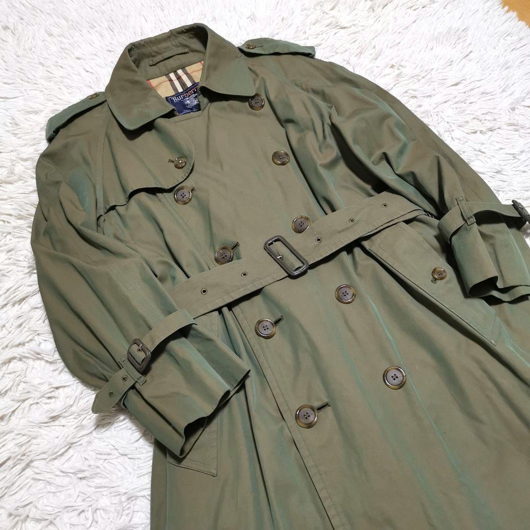 英国製 バーバリー トレンチコート ノバチェック 人気色 玉虫 着丈113