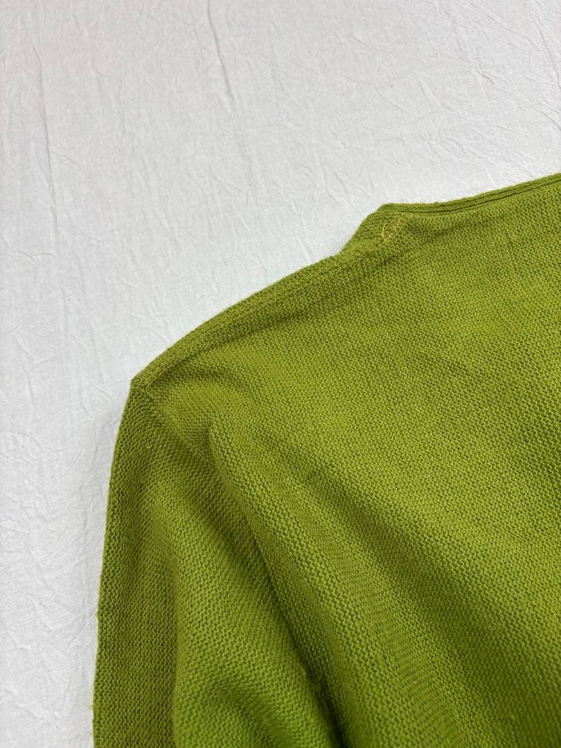 希少50s60s USAライムグリーン ウールニットカーディガン 尿素ボタン