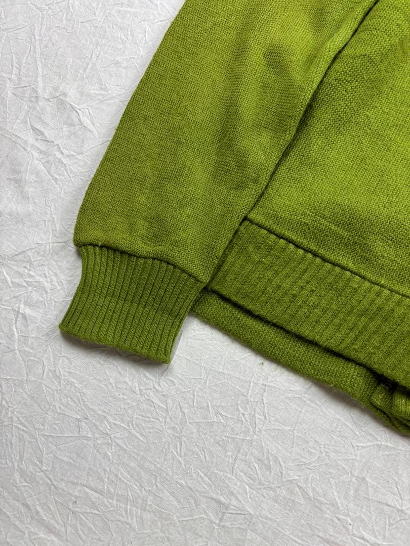 希少50s60s USAライムグリーン ウールニットカーディガン 尿素ボタン