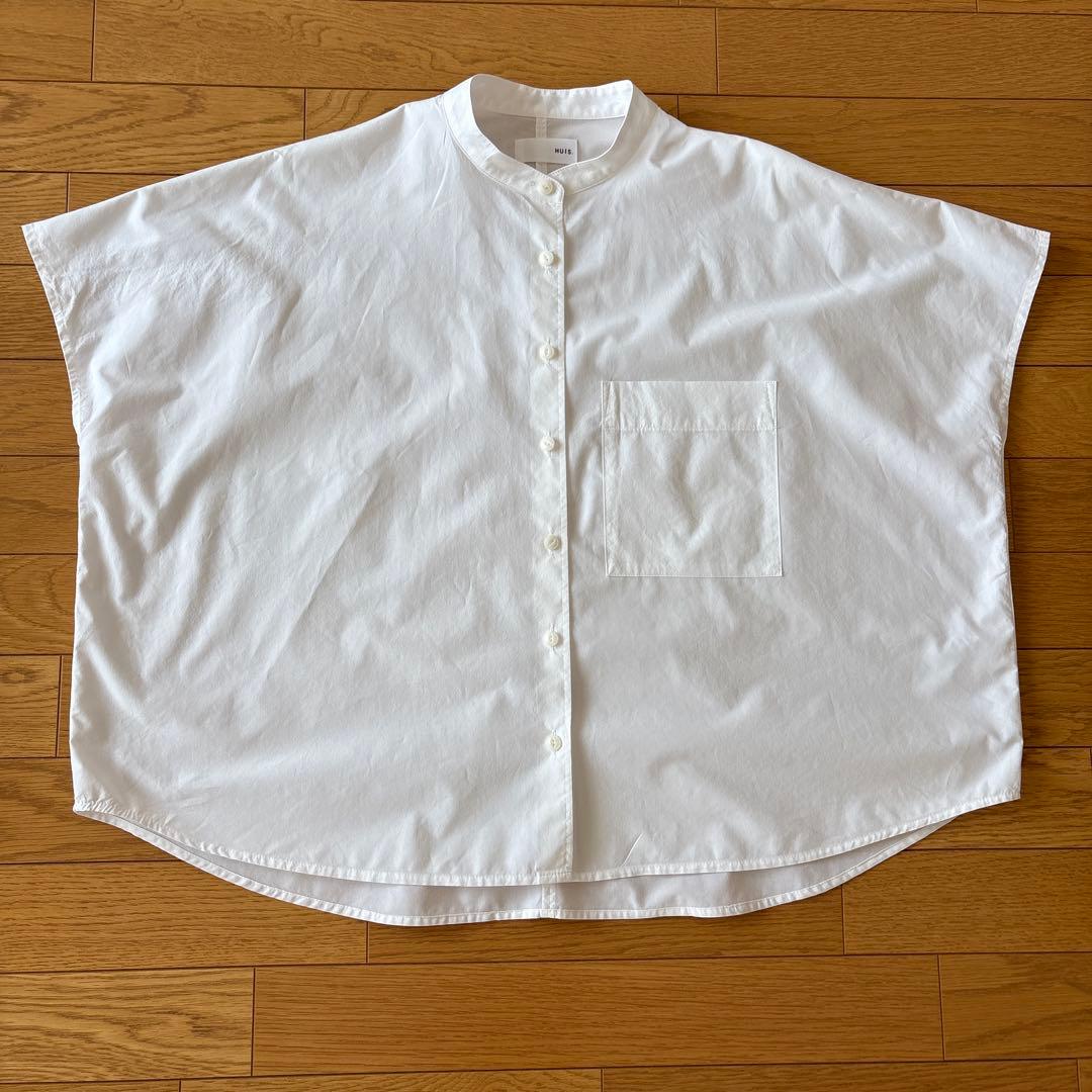 め*こ様 HUIS オーガニックコットンバンドカラー半袖ワイドブラウス