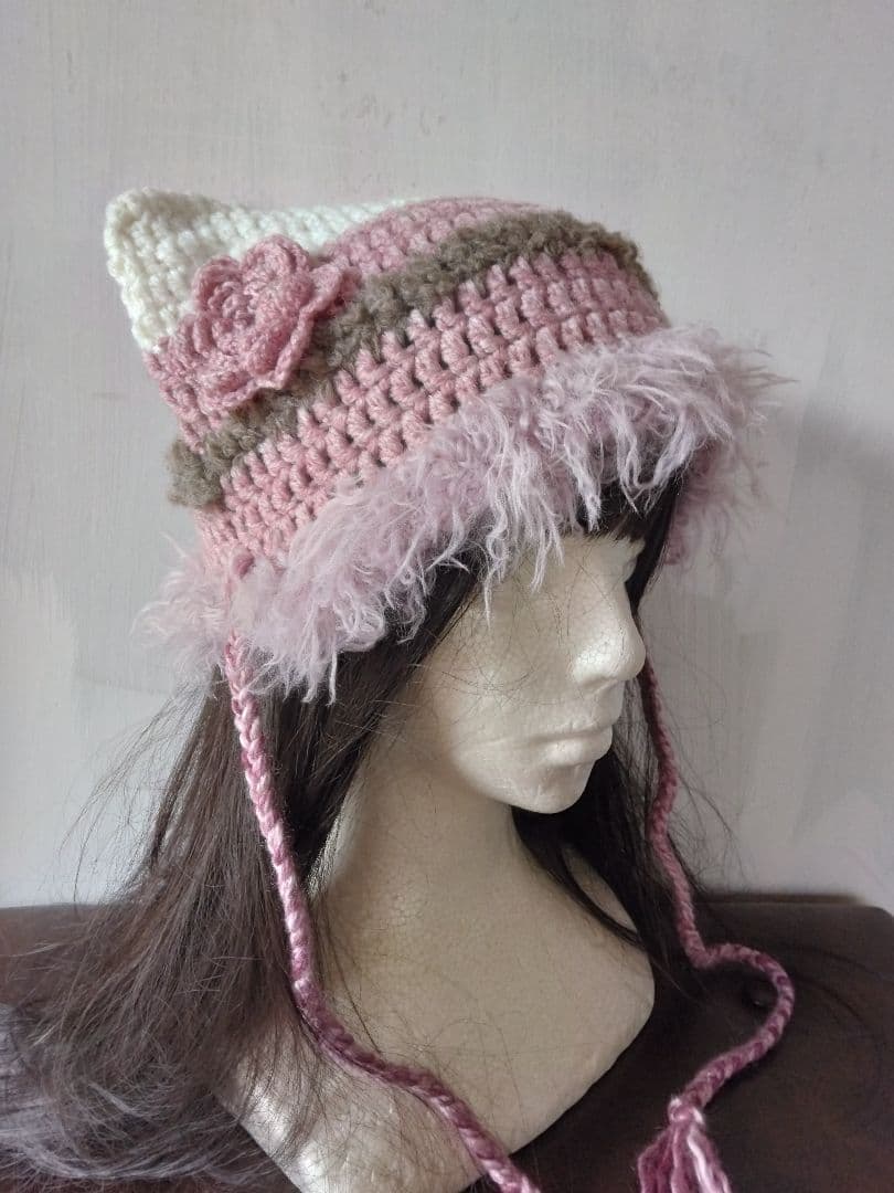 猫耳、うさぎ耳2way帽子handmade取り外し可能アレンジできます