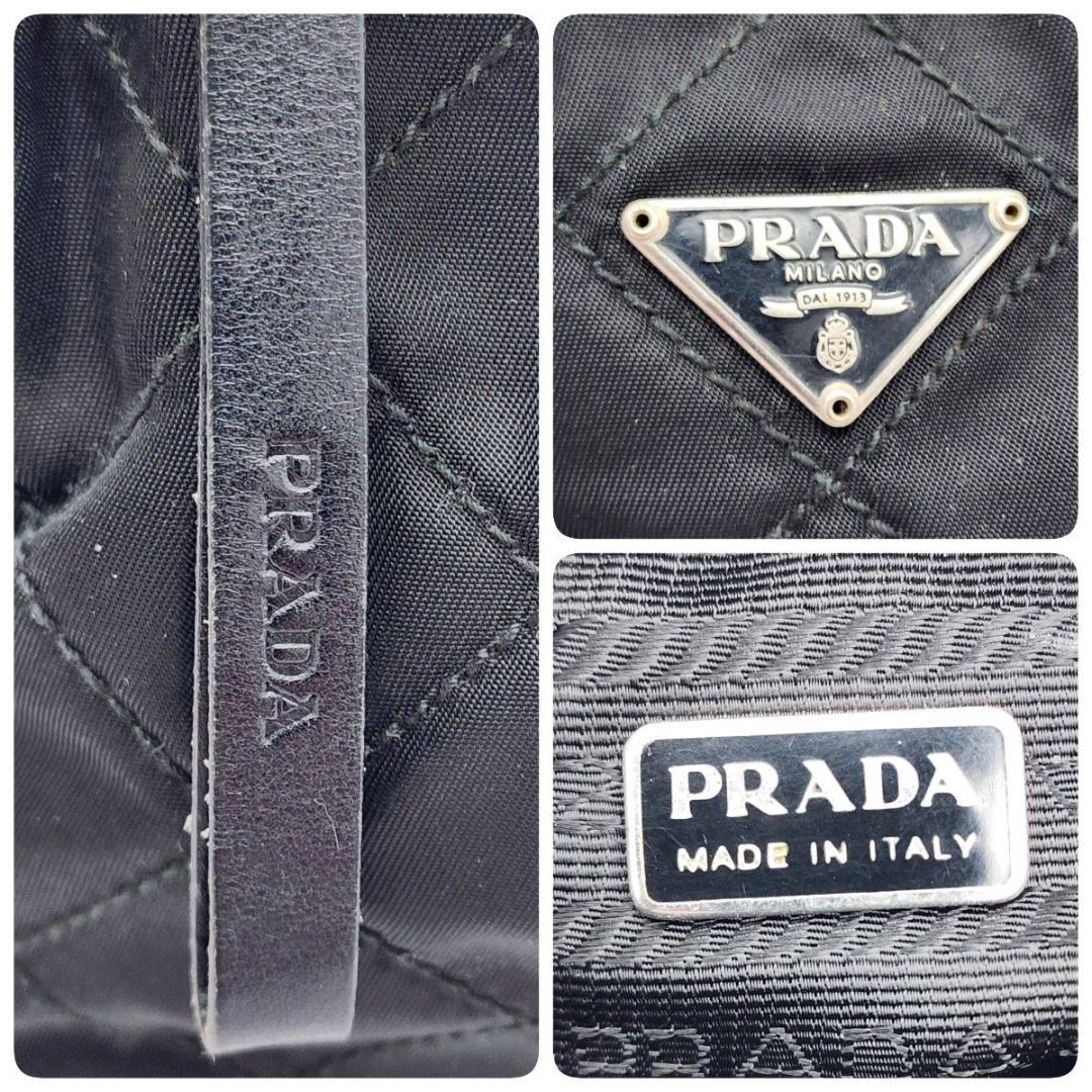 PRADA プラダ ポーチ 三角ロゴ キルティング ナイロン ブラック