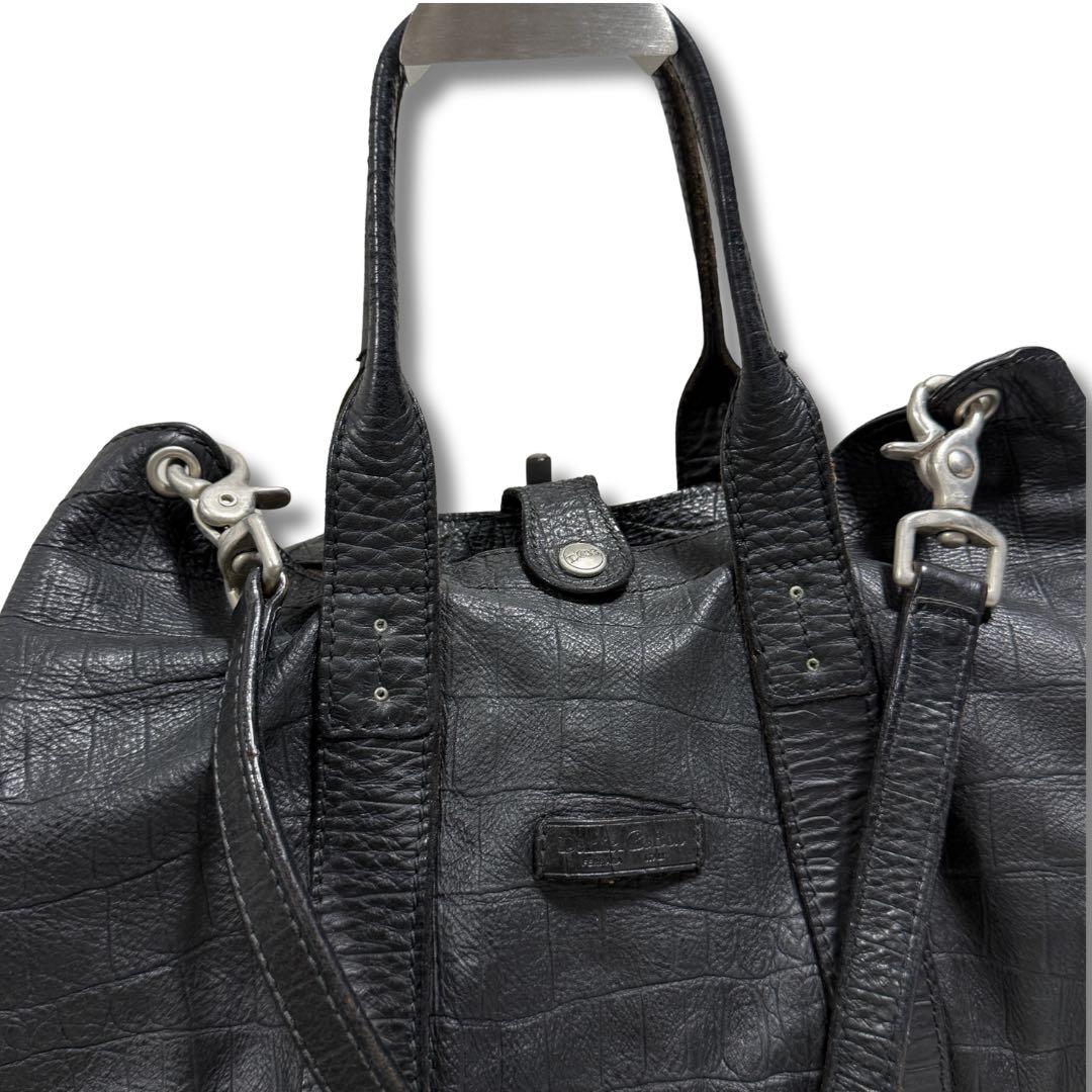 ダニエル&ボブ クロドーロ クロコ型押し レザー トート 黒 バーニーズ