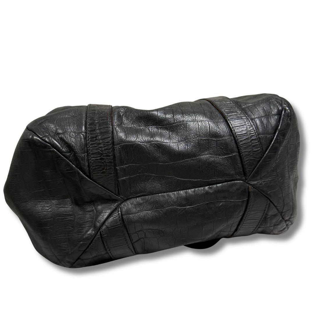 ダニエル&ボブ クロドーロ クロコ型押し レザー トート 黒 バーニーズ