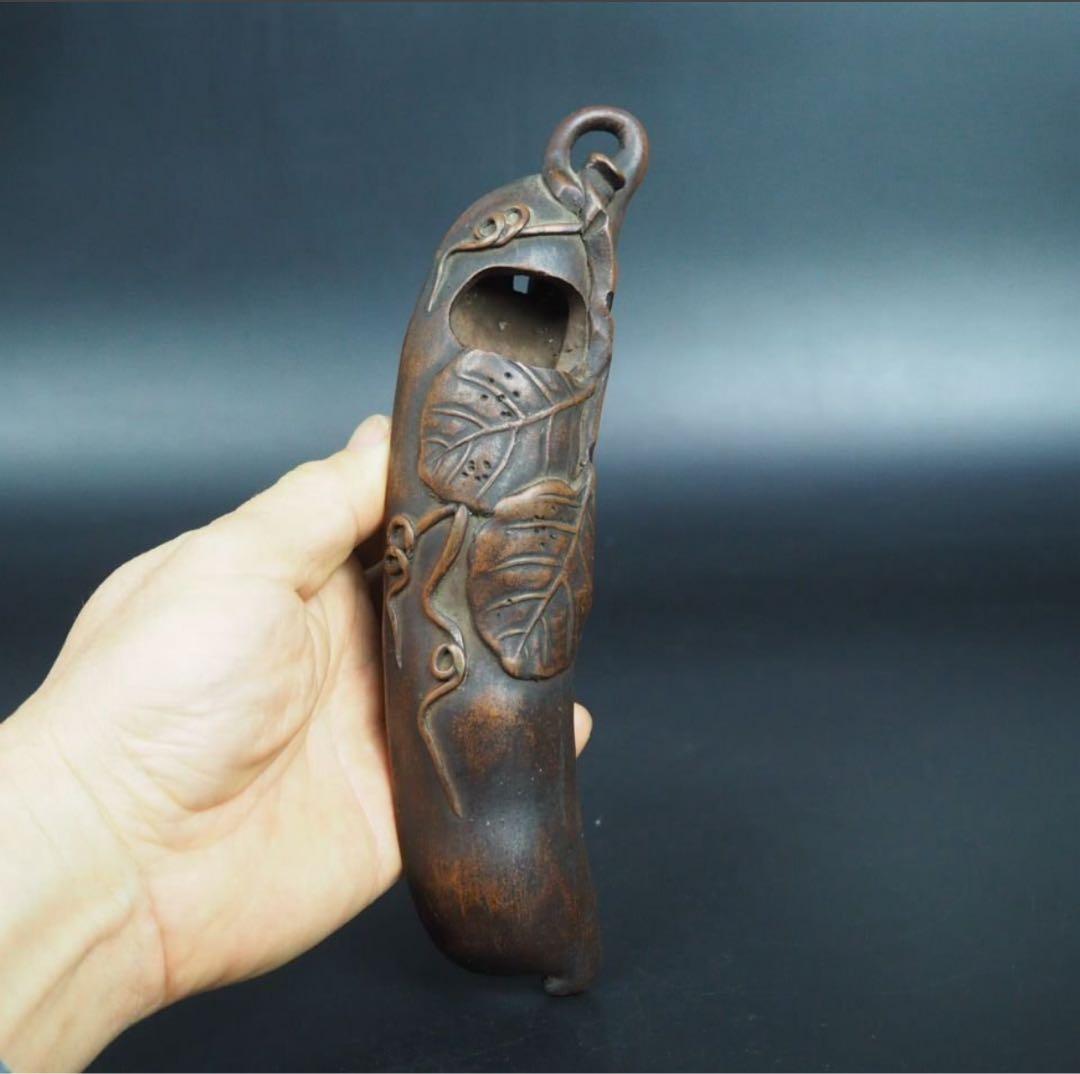 送料無料　江戸時代　備前焼　豆形掛け花入れ　煎茶道具