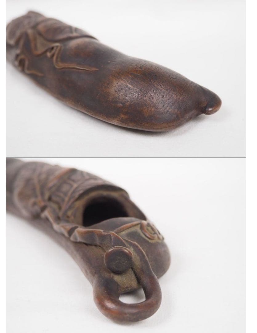 送料無料　江戸時代　備前焼　豆形掛け花入れ　煎茶道具