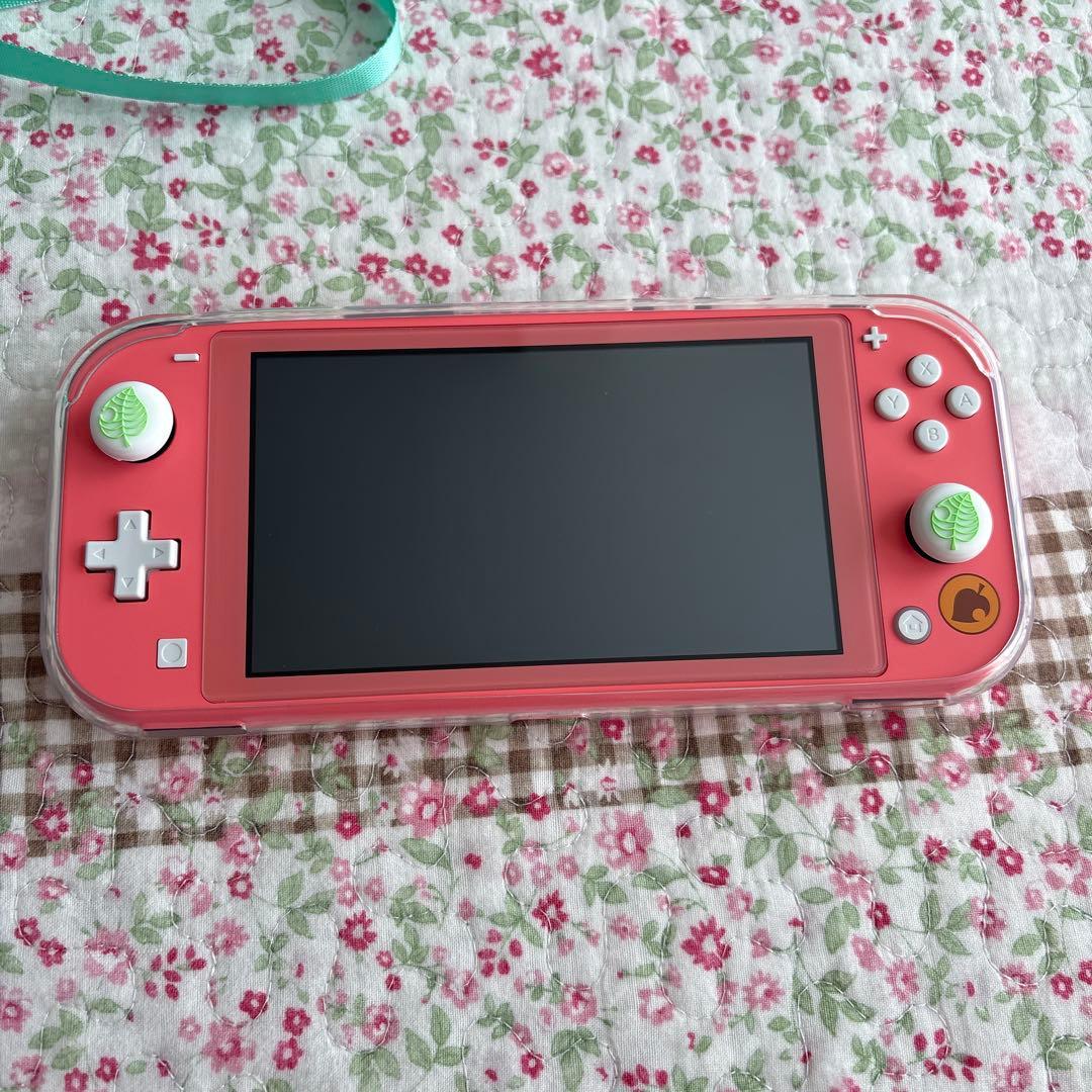 Switch lite どうぶつの森 しずえアロハ柄 コーラル 本体 カセット付
