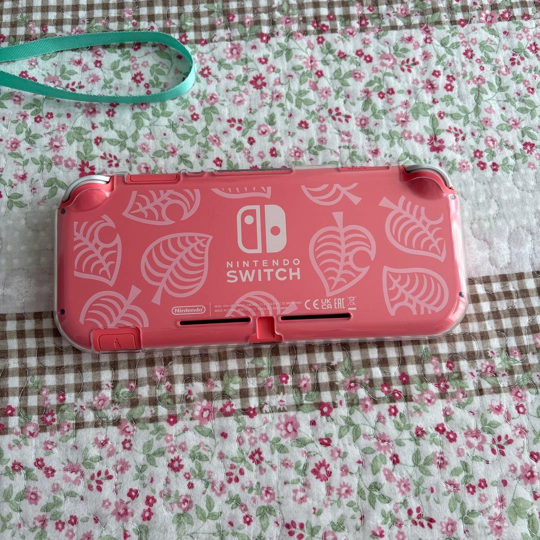 Switch lite どうぶつの森 しずえアロハ柄 コーラル 本体 カセット付