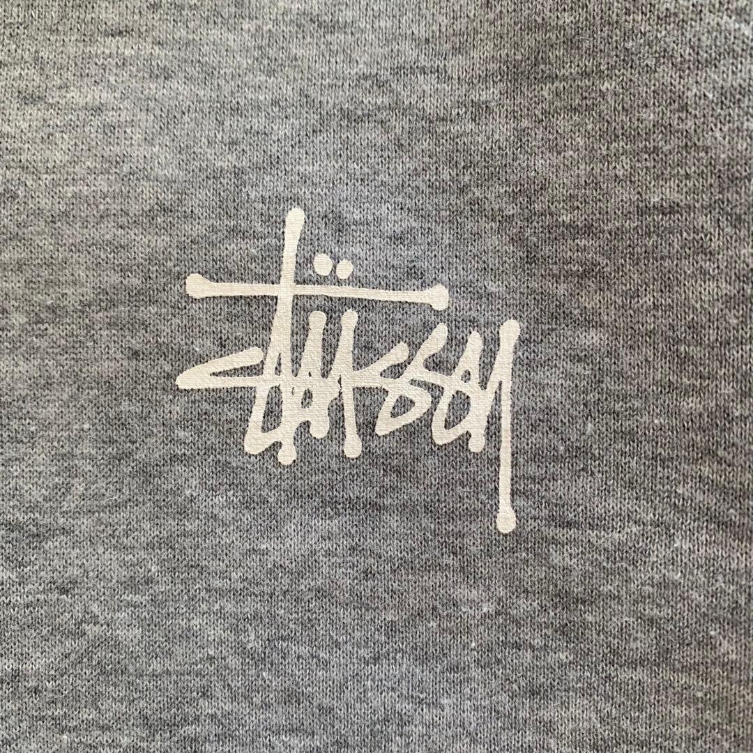 STUSSY スウェットパーカー ショーンフォント 両面ロゴ グレー