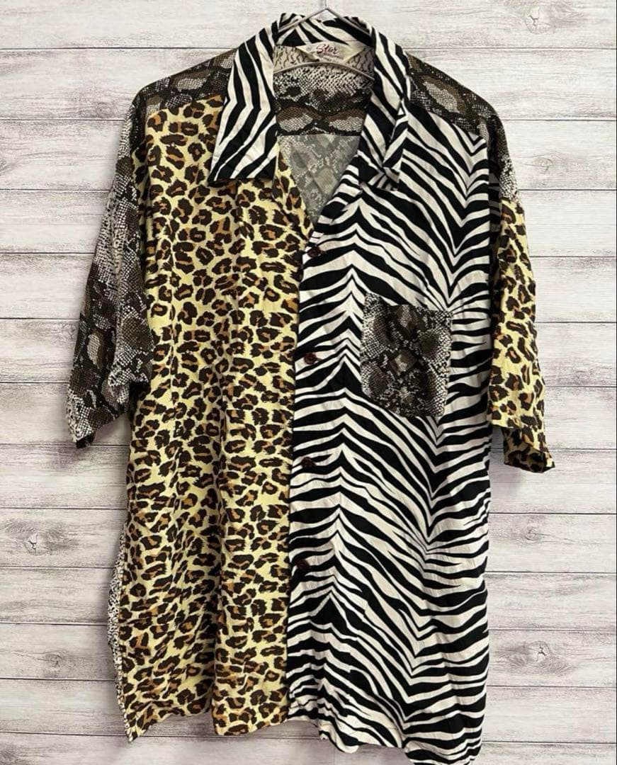 林*男様 クレイジーカラー☆柄アロハシャツ☆東洋エンタープライズ☆豹柄レオパード