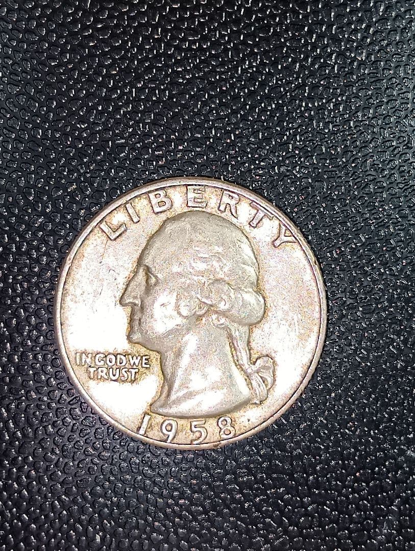 1958年、1964年 アメリカ合衆国25セント銀貨４枚