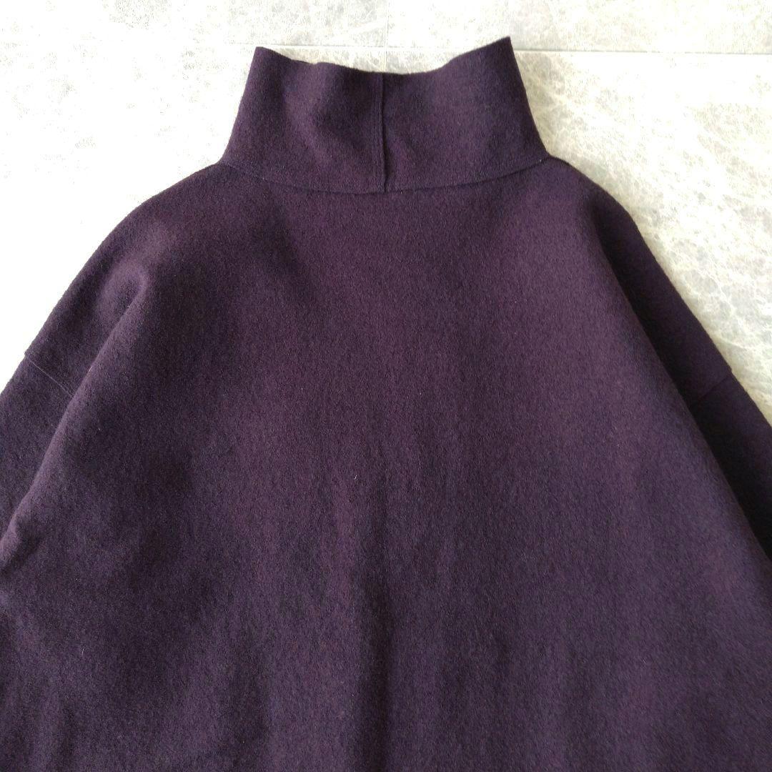 563 ヨーガンレール ウールメルトン ロングコート ゆったり パープル