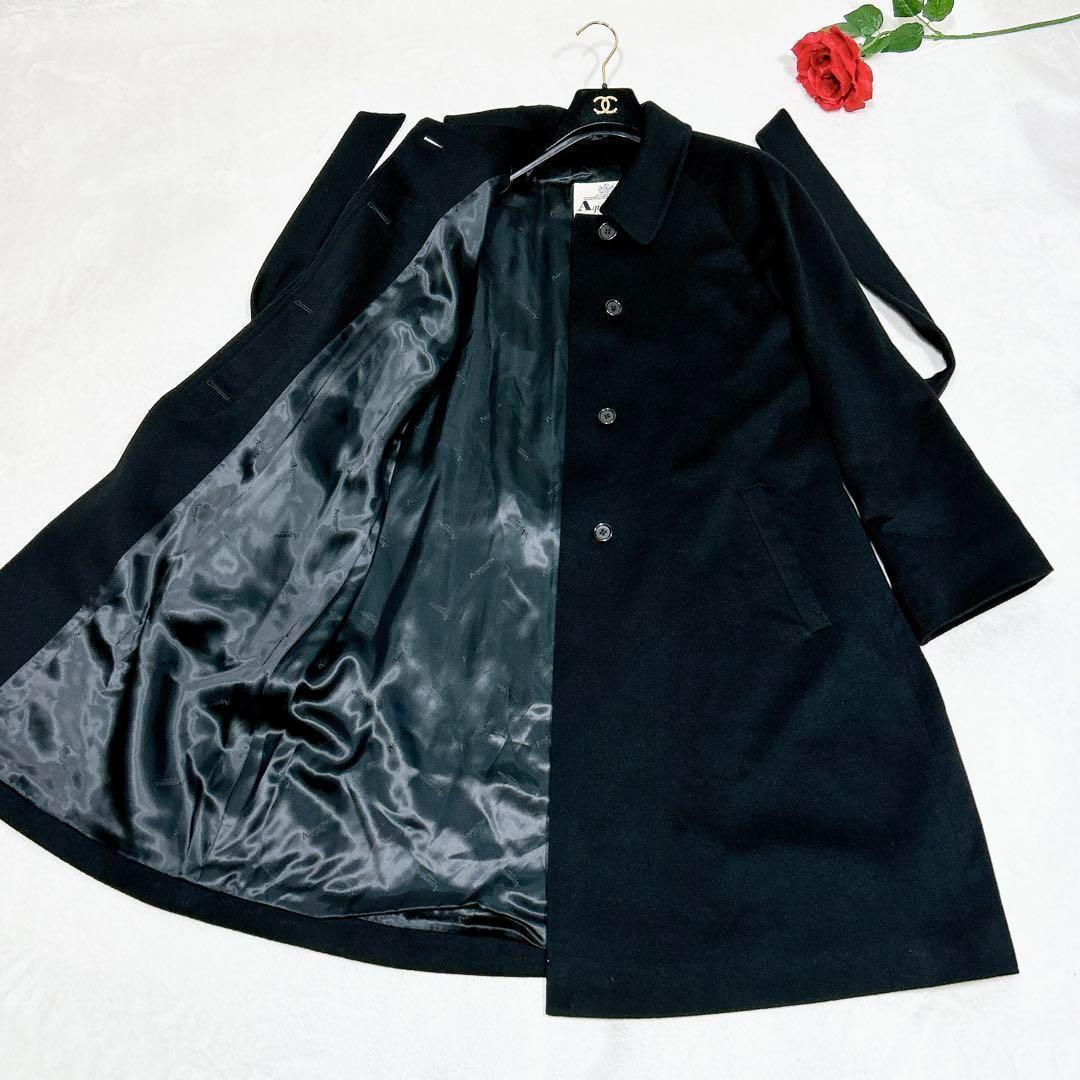 新品同様✨　アクアスキュータム　トレンチコート　カシミヤ　100% ブラック