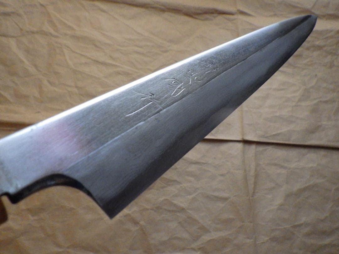 國行/墨流し柳刃刺身包丁刃渡320ｍｍマチ★青鋼紋鍛錬八角柄★入手困難