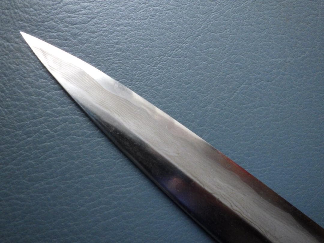 國行/墨流し柳刃刺身包丁刃渡320ｍｍマチ★青鋼紋鍛錬八角柄★入手困難