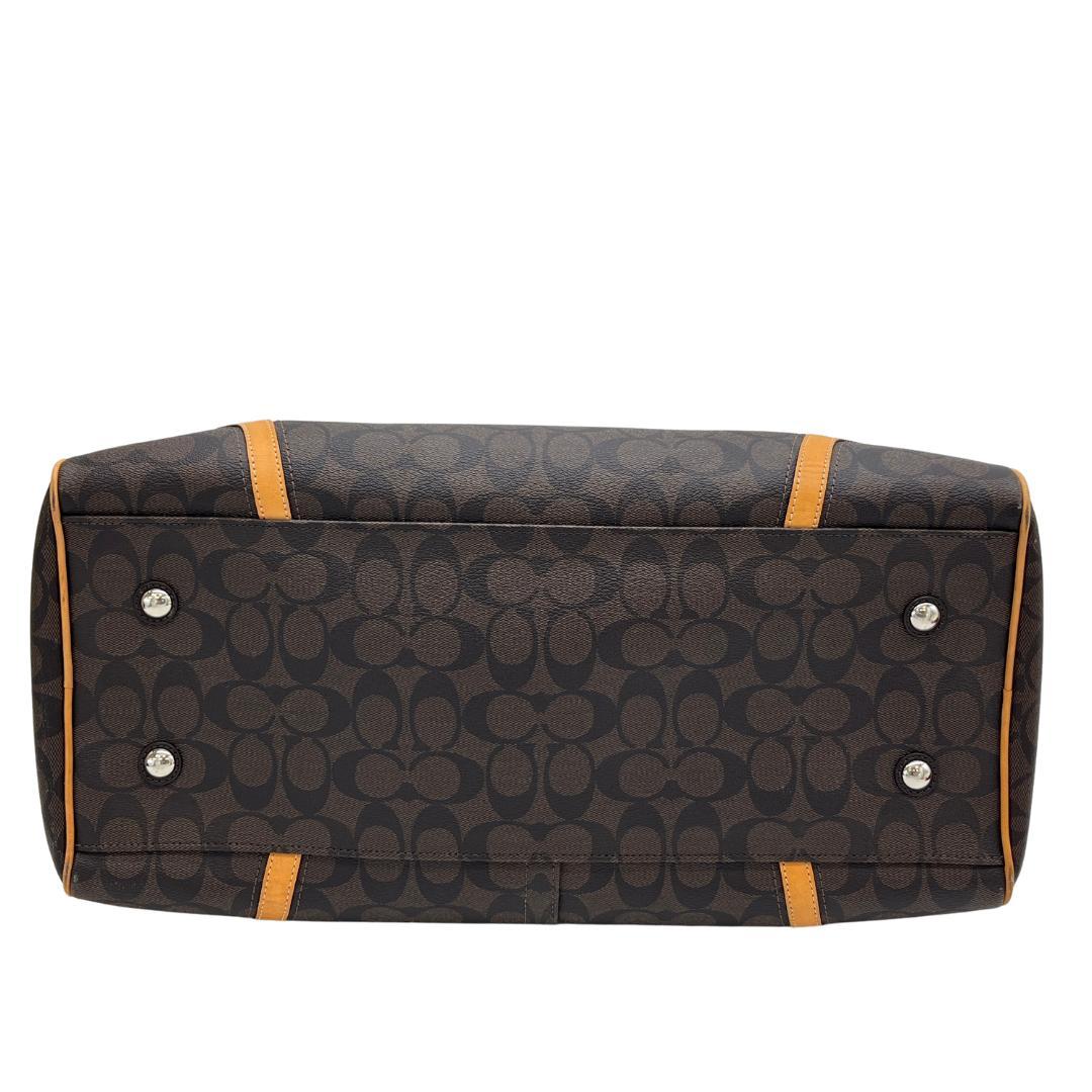 COACH シグネチャー柄 ボストンバッグ ブラウン×キャメル 大容量