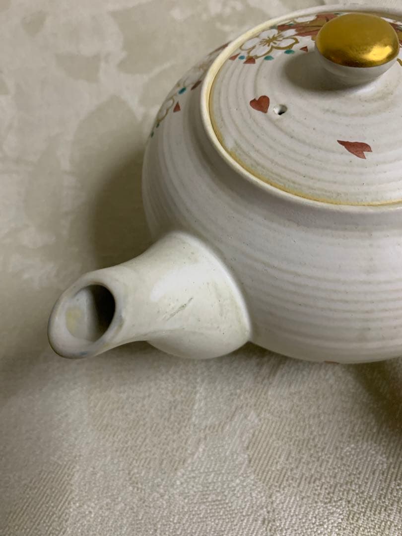 美品 京都雲楽窯 茶器セット 京焼清水焼 桜もみじ 陶器 湯呑み茶碗 急須 ペア