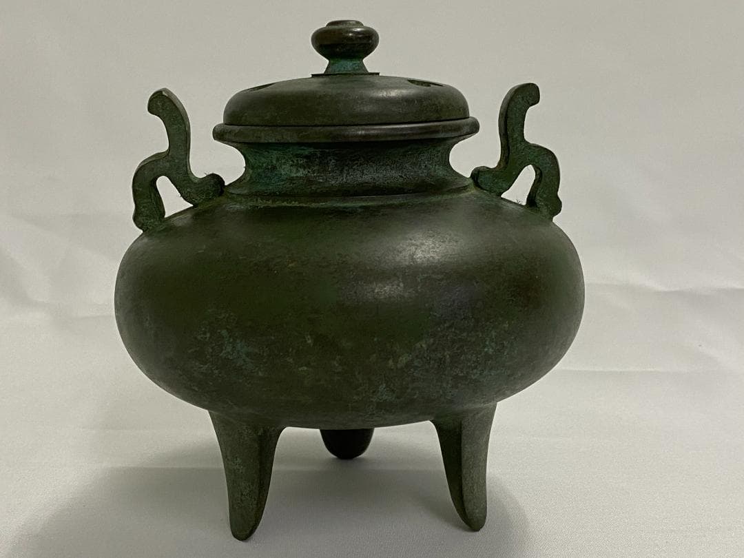 富士　鶴　松　青銅　香炉