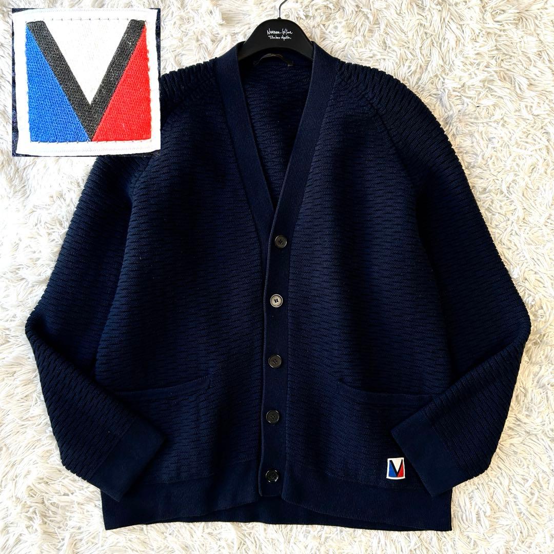 ルイヴィトン LOUIS VUITTON ニット カーディガン Vロゴ ネイビー