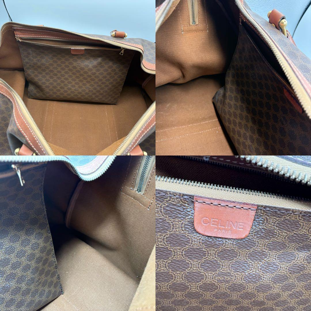 【ヴィンテージ】セリーヌ マカダム柄 ボストンバッグ 大容量 南京錠付 ブラウン