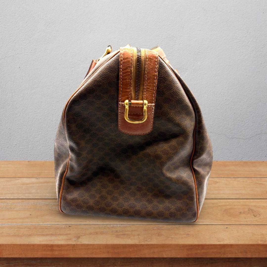 【ヴィンテージ】セリーヌ マカダム柄 ボストンバッグ 大容量 南京錠付 ブラウン