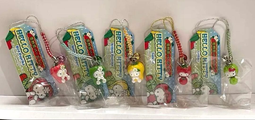 魚*魚様 ハローキティ 根付 ストラップ　夏野菜バージョン 5種セット