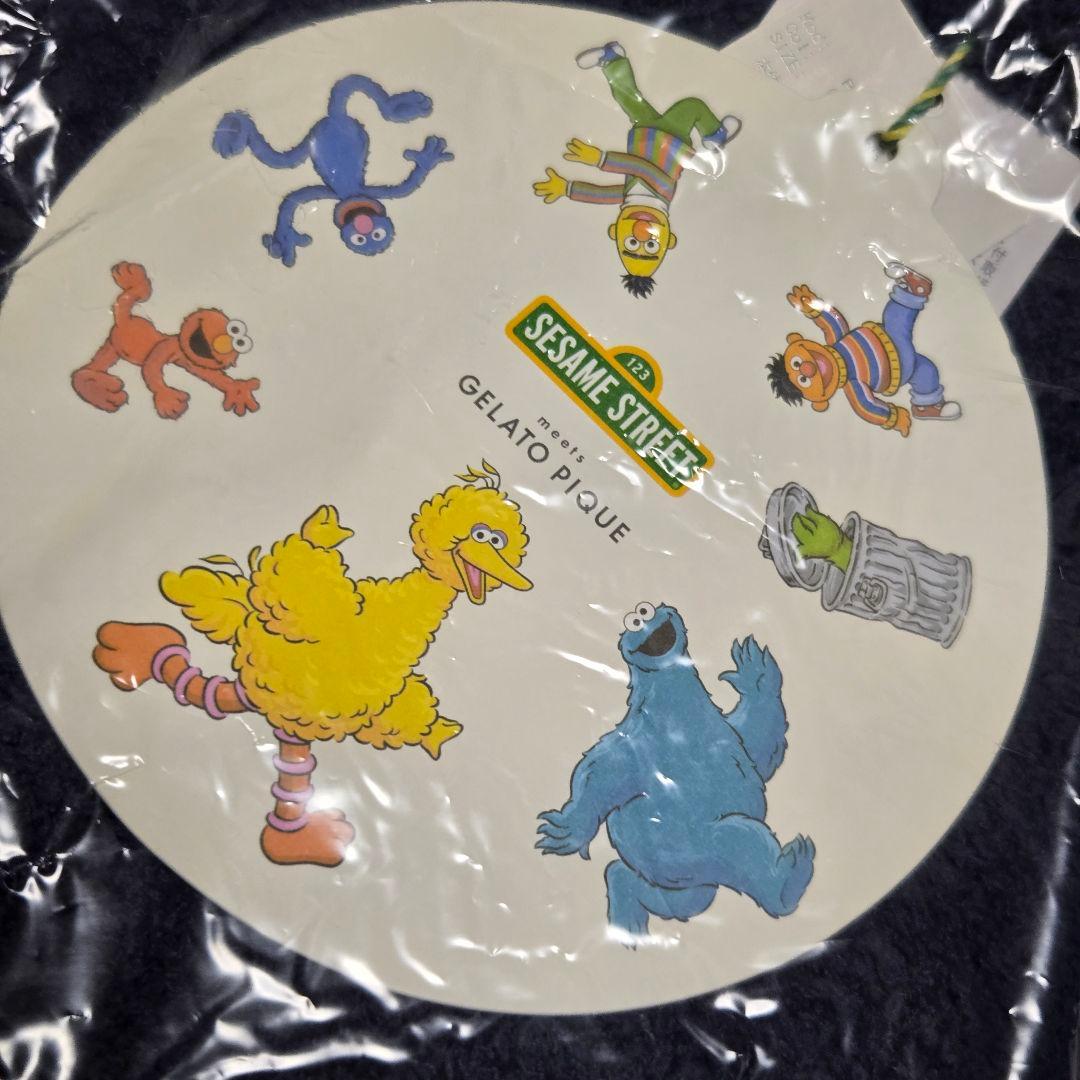 【S-M】ジェラートピケ　ジャガード　ショール　カーディガン　セサミストリート