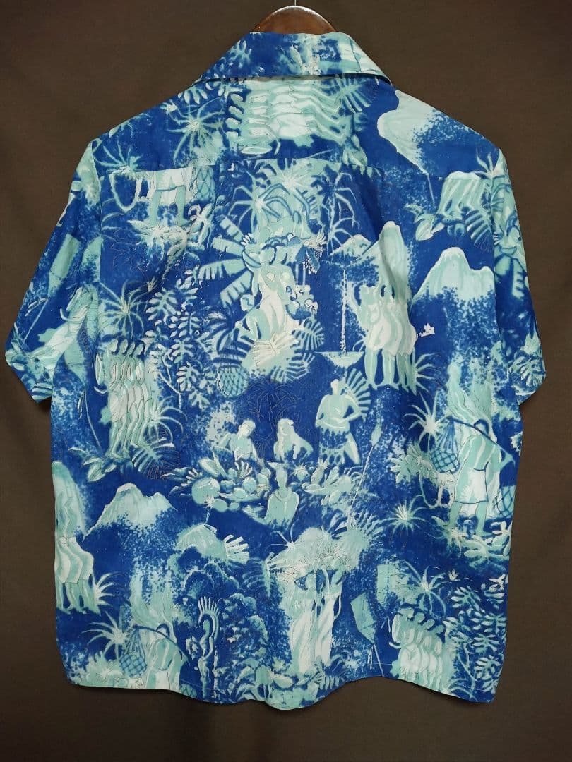 ビンテージアロハシャツ　50s〜60s alfred shaheen　メニュー柄