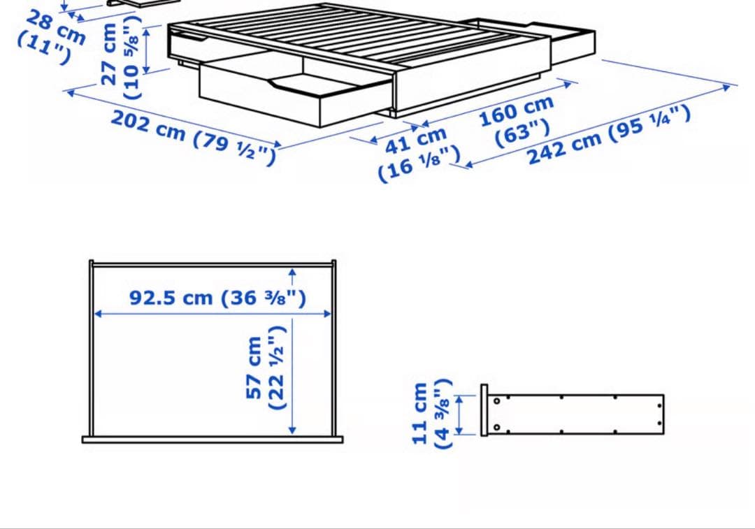 IKEA ベッドフレーム マンダール　引き出し付き