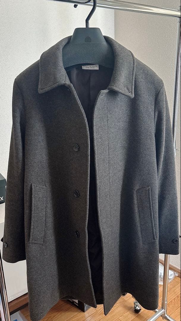 美品BEAUTY&YOUTH PE メルトン バルカラーコート DK.BROWN