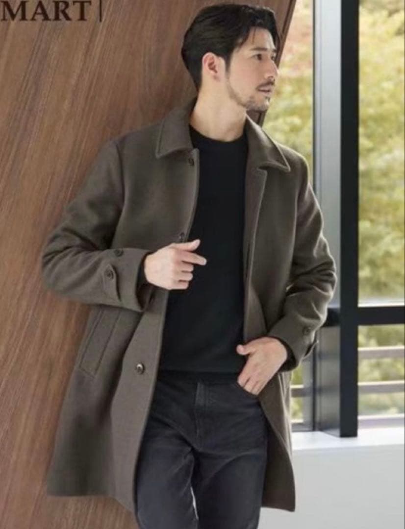 美品BEAUTY&YOUTH PE メルトン バルカラーコート DK.BROWN