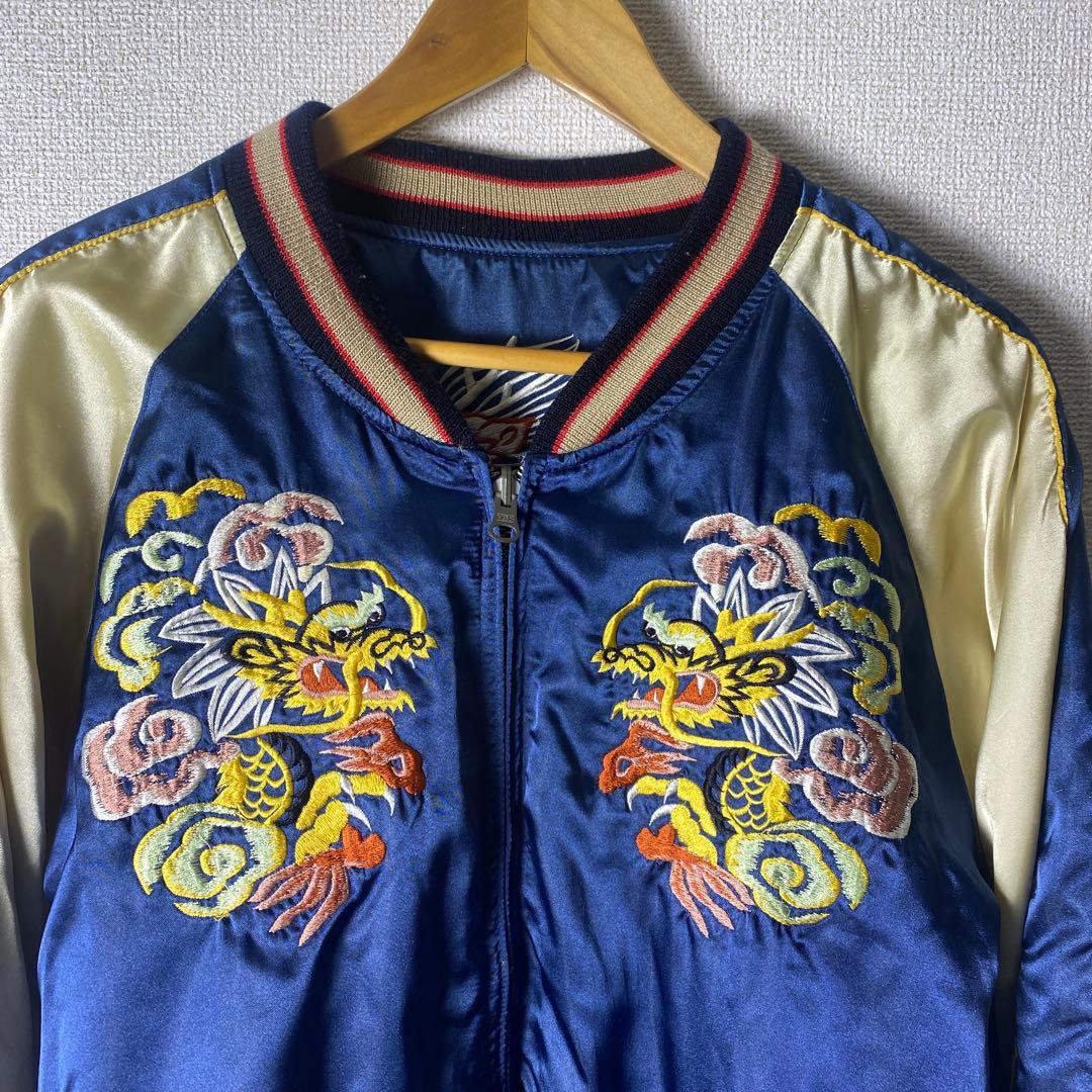 80's〜90's VULCANO スカジャン リバーシブル 龍　鷹　刺繍