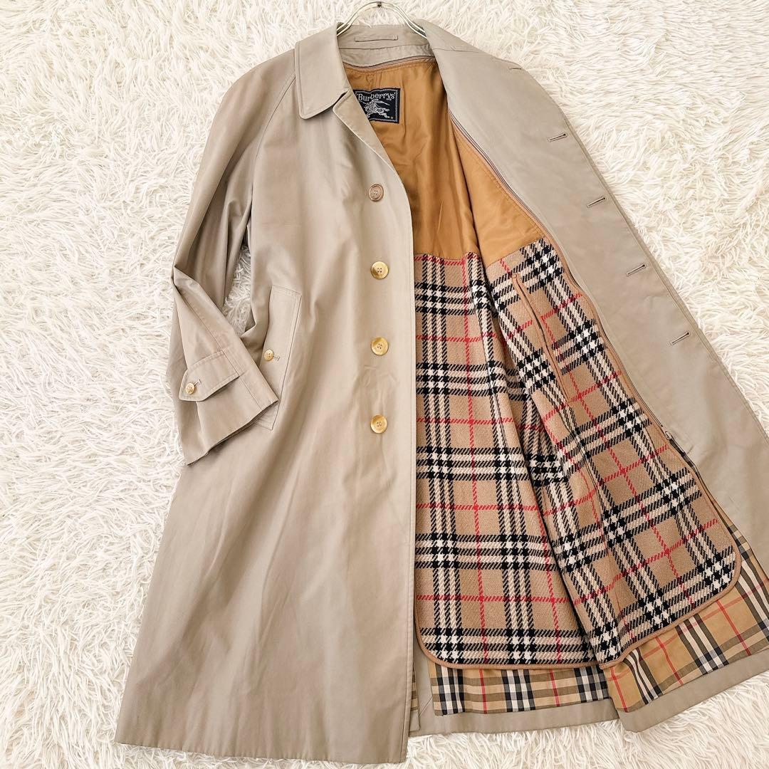 人気 L相当!!バーバリー ウールライナー ステンカラーコート ロング ベージュ