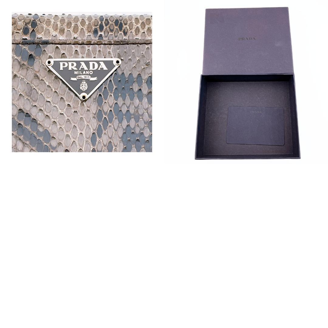 PRADA プラダ パイソン ヘビ革 ケース グレー系 パース