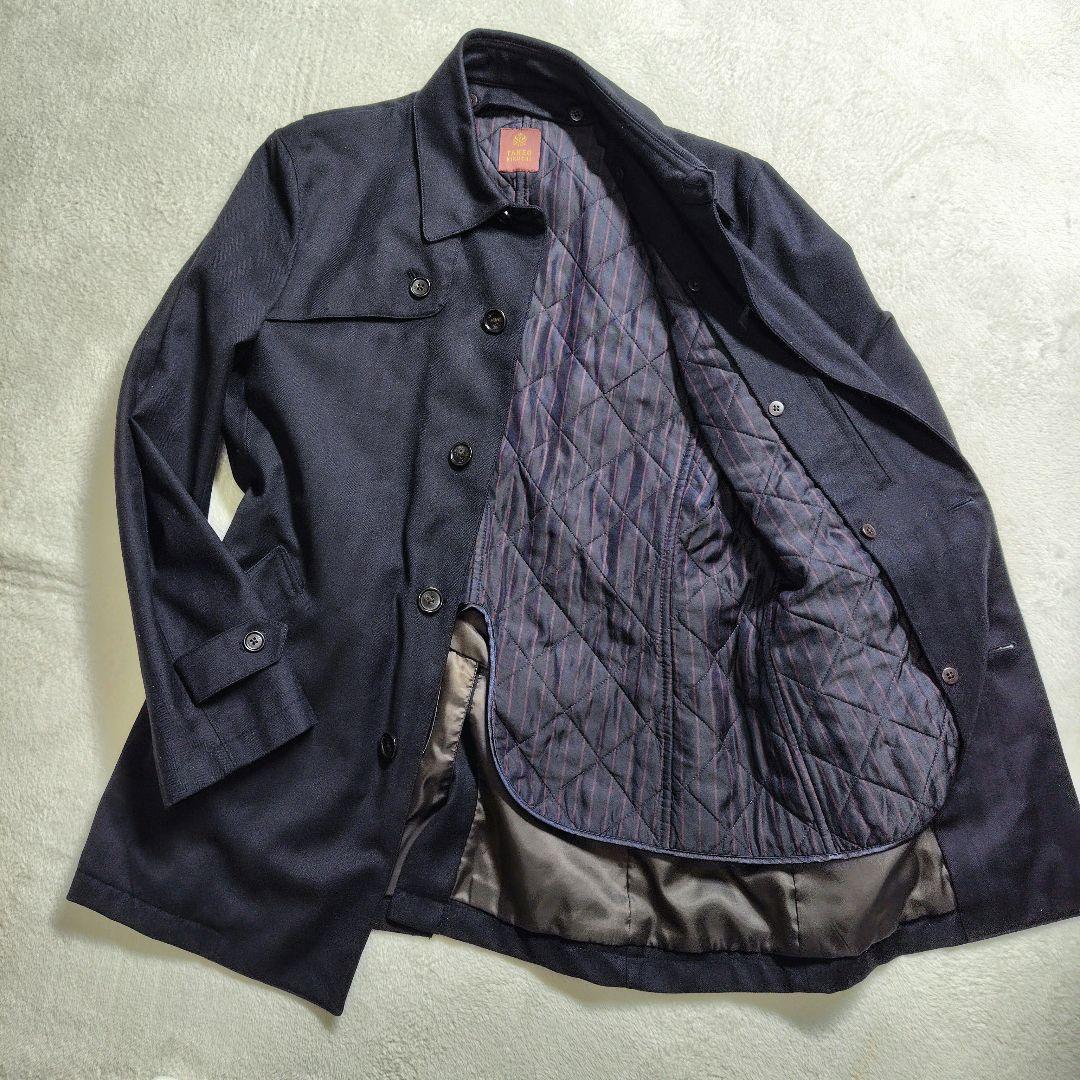 極美品　タケオキクチ　2way　ステンカラー　ライナー付き　ヘリンボーン　L