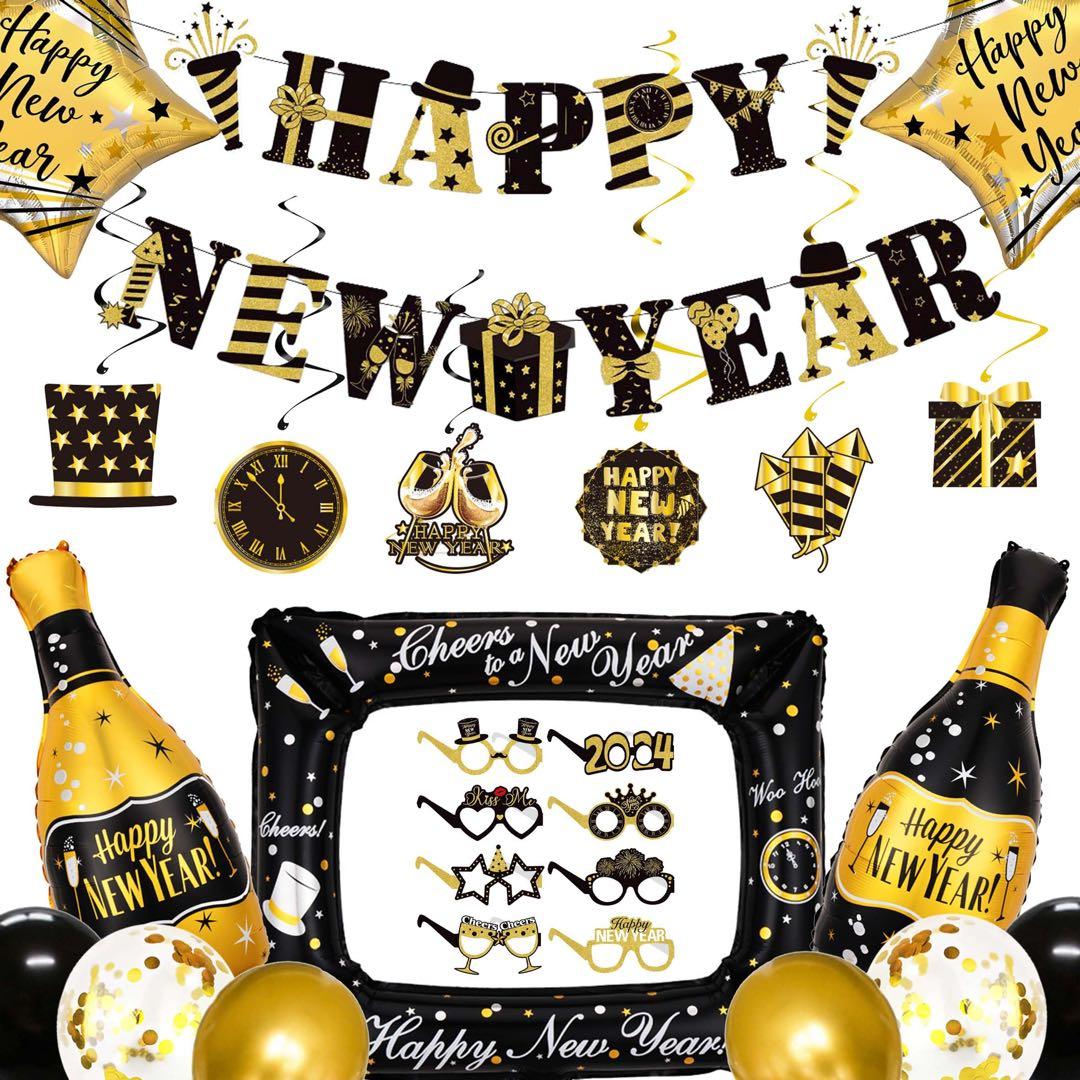 パーティー用品 風船 Happy NewYearパーティー飾り セット小道具