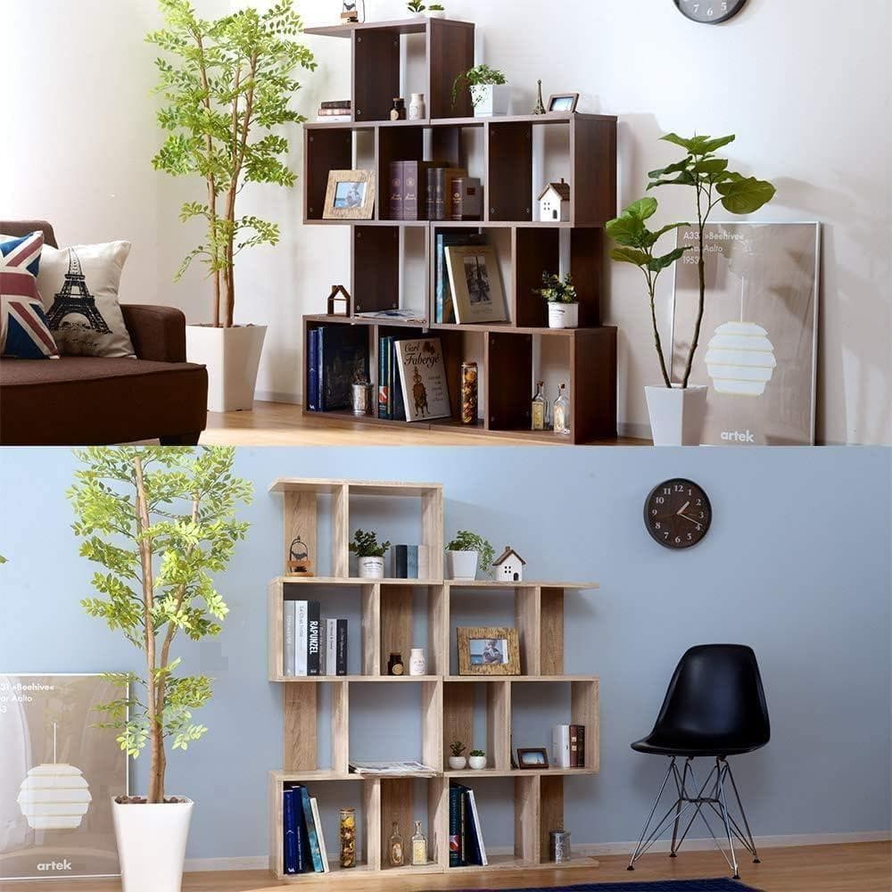 【M2160-101-70】S字本棚 4段ディスプレイラック スリム木製