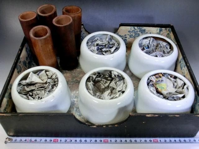火入れ●5個セット 白磁 灰入り 煙草盆 灰器 竹筒 古民具 時代物 骨董品■