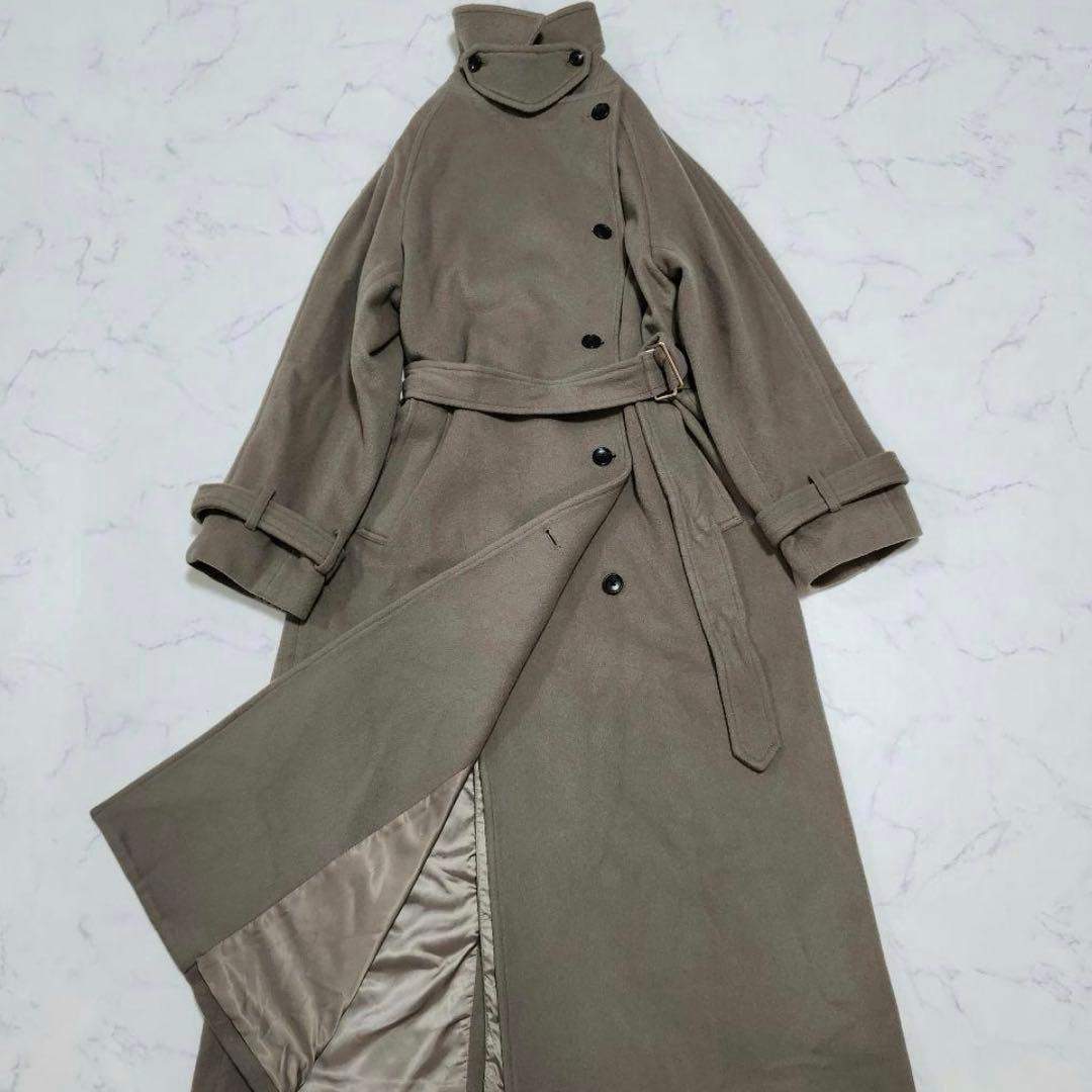 美品/23AW☆アニュアンス　ウールトレンチコート　カーキグレー　S