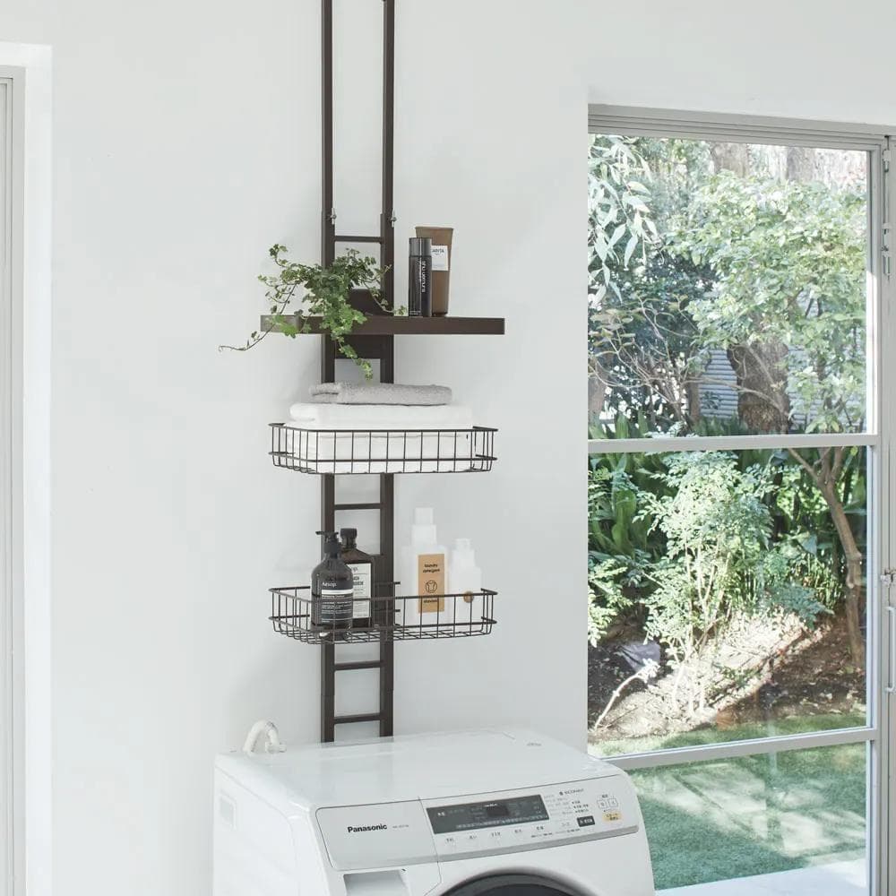 ディノス ランドリーラック　ブラック　黒　高さ調整可能　カゴ2個、棚１個