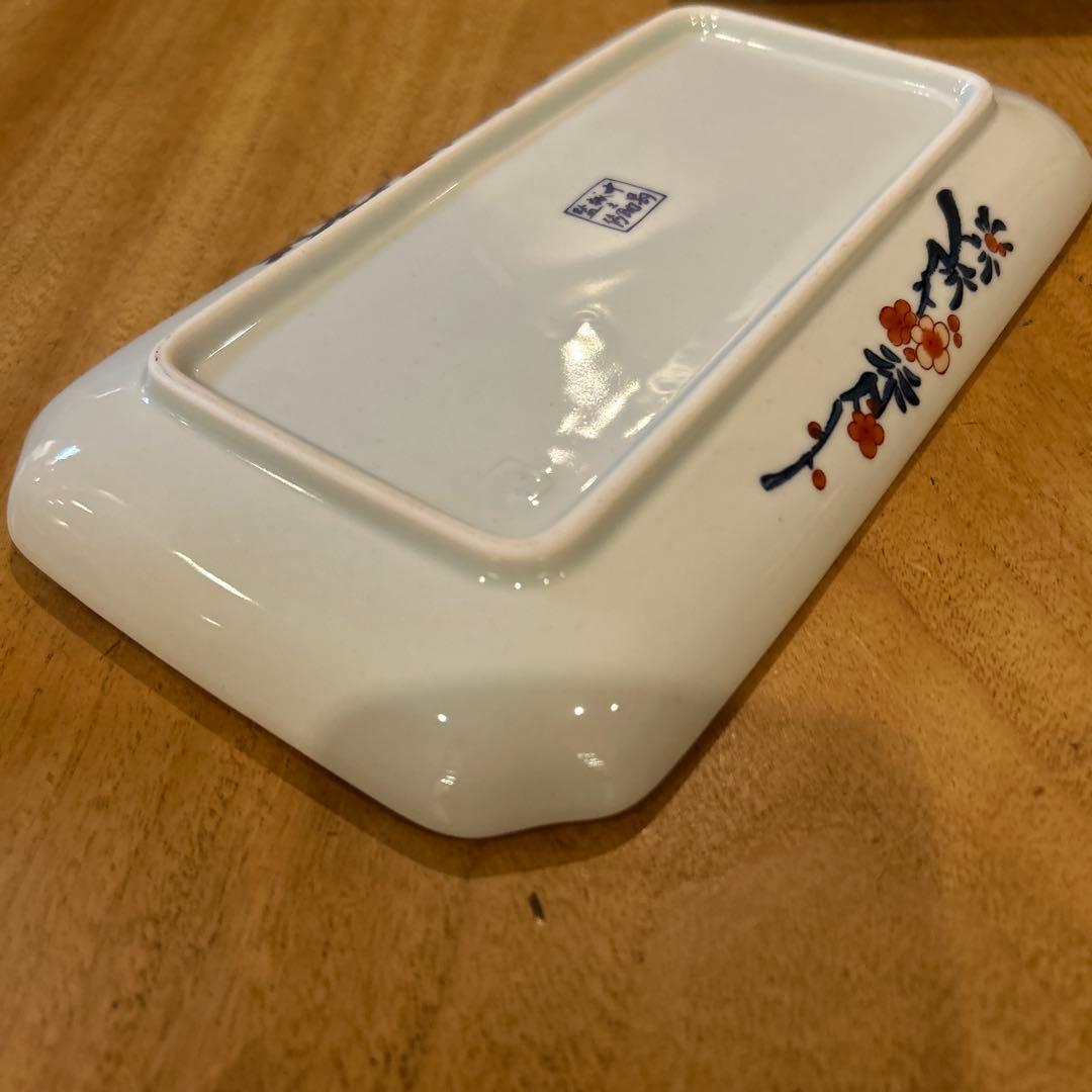 有田焼【 中島誠之助監修 】古伊万里絵付　角長皿　五枚